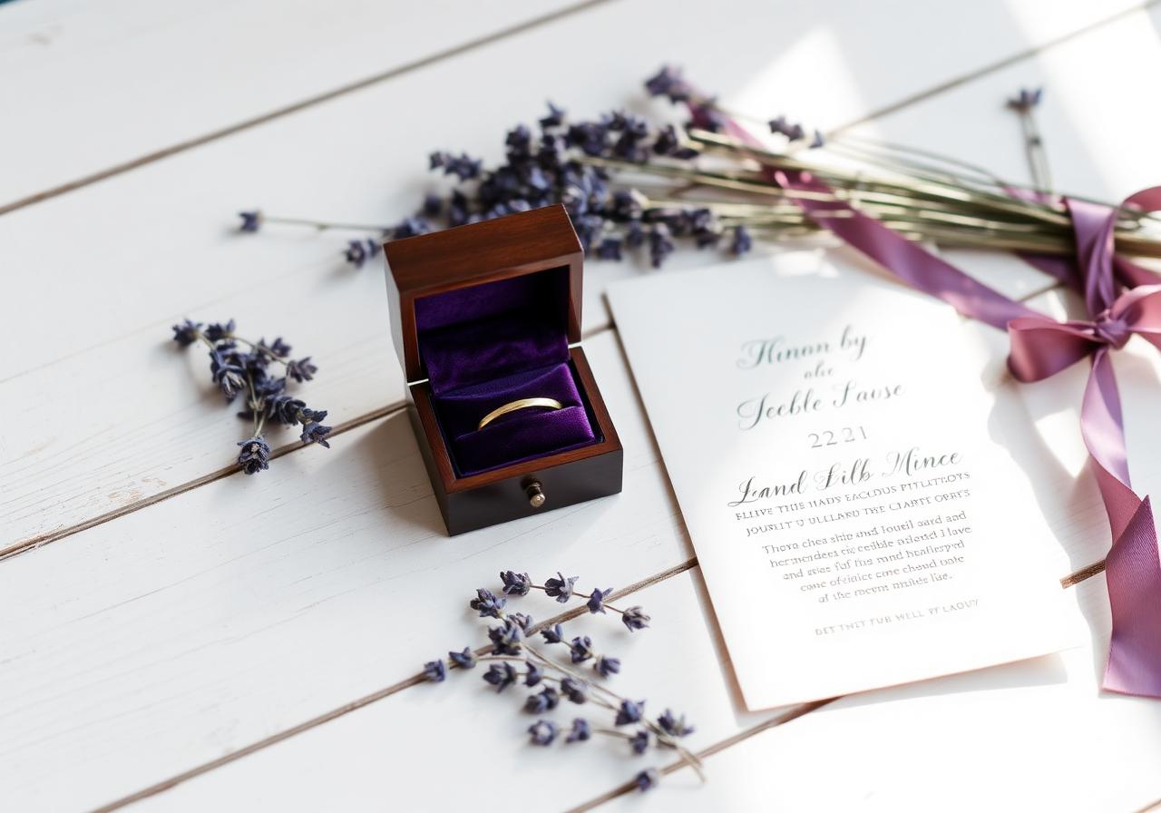 Création artisanale délicate avec papier texturé, ruban et fleurs séchées